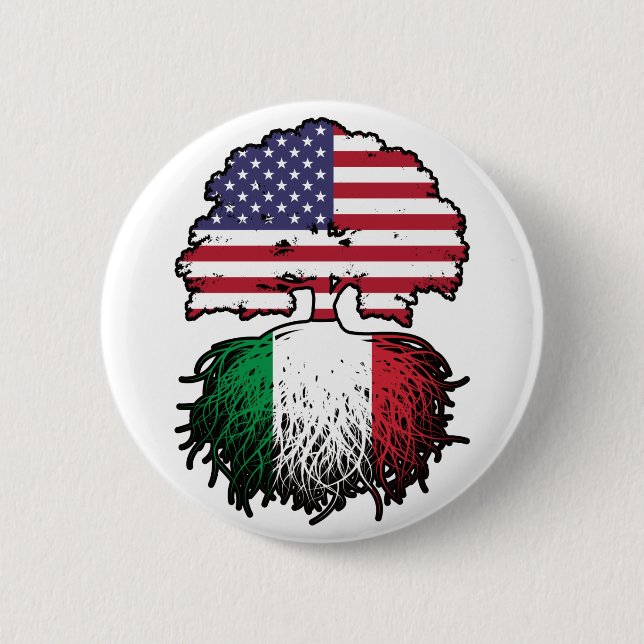 Badge Rond 5 Cm Italy Italian American USA United States America (Devant)