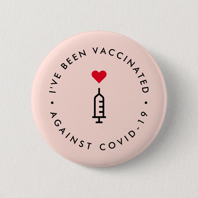 Badge Rond 5 Cm I've been vaccinated | Covid Pink Cute Heart (Devant)