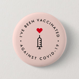 Badge Rond 5 Cm I've been vaccinated   Covid Pink Cute Heart
