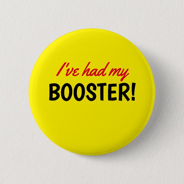 Badge Rond 5 Cm I've Had My Booster Vaccinated Yellow Button (Devant)