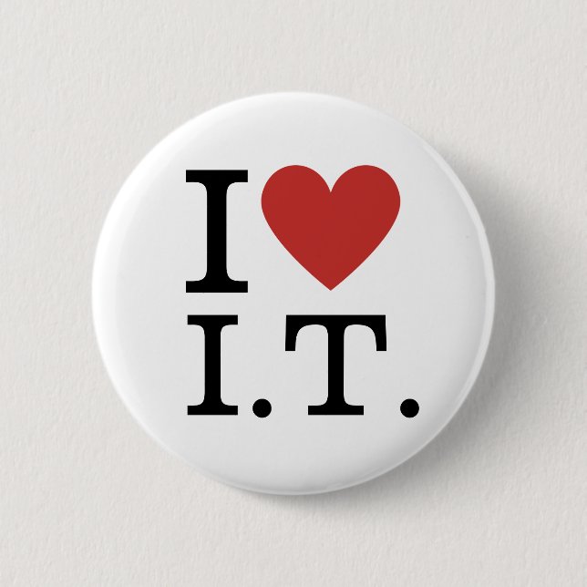 Badge Rond 5 Cm J'❤️ adore l'informatique Épingles personnalisable (Devant)