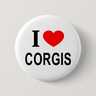 BADGE ROND 5 CM J' ❤️ CORGIS J'AIME CORGIS J'AIME CORGIS