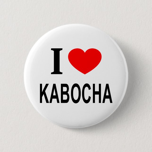 BADGE ROND 5 CM J'❤️ KABOCHA J'AIME KABOCHA I COEUR KABOCHA (Devant)