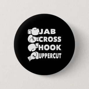 Badge Rond 5 Cm Jab Cross Hook Uppercut - Boxer de salle de sport