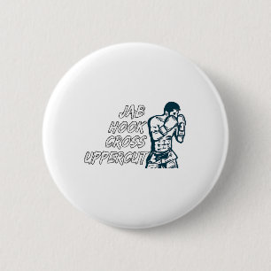 Badge Rond 5 Cm Jab Hook Cross Uppercut Boxer Pour Boxer Hommes Bo
