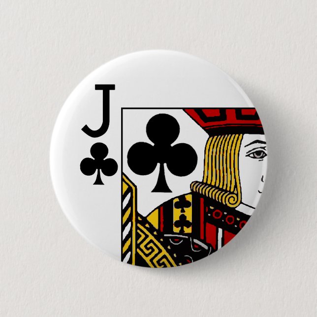 Badge Rond 5 Cm Jack Des Clubs Jouer Carte (Devant)