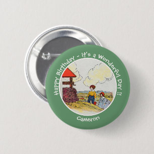 Badge Rond 5 Cm Jack et Jill Mother Goose Articles de fête d'anniv