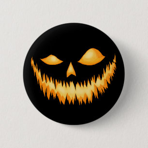 Badge Rond 5 Cm Jack-o'-lantern dans l'obscurité avec une grimace