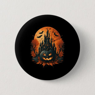 Badge Rond 5 Cm Jack O'Lantern Face Halloween Citrouille Éffrayant