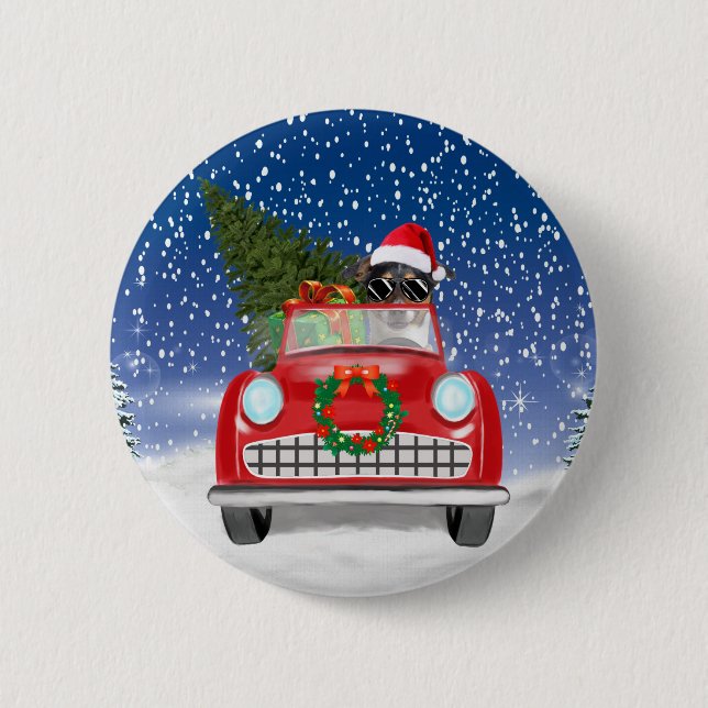 Badge Rond 5 Cm Jack Russell Chien Voiture De Conduite En Neige No (Devant)