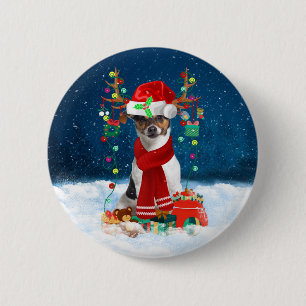Badge Rond 5 Cm Jack Russell Terrier Chien dans neige Cadeaux de N