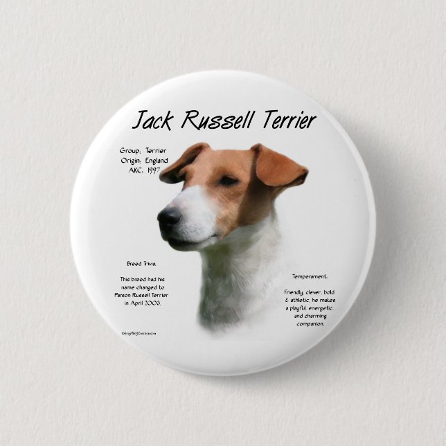 Badge Rond 5 Cm Jack Russell Terrier Histoire (Devant)