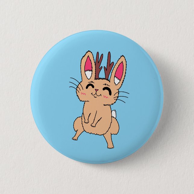 Badge Rond 5 Cm Jackalope heureux  (Devant)