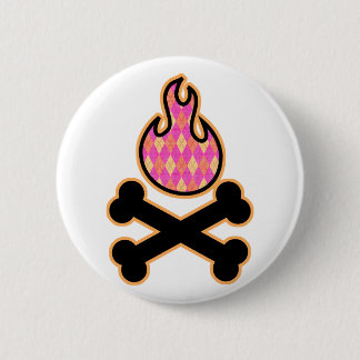 Badge Rond 5 Cm Jacquard flamme et os croisés