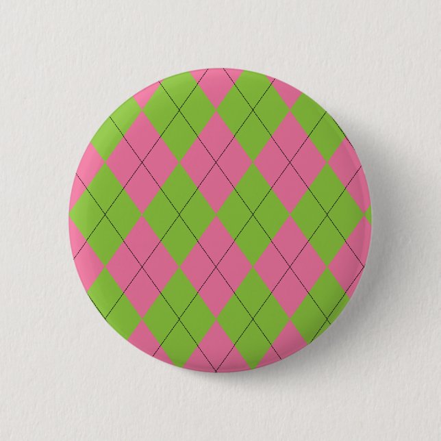 Badge Rond 5 Cm Jacquard rose et vert (Devant)