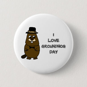 Badge Rond 5 Cm J'adore Groundhog Day