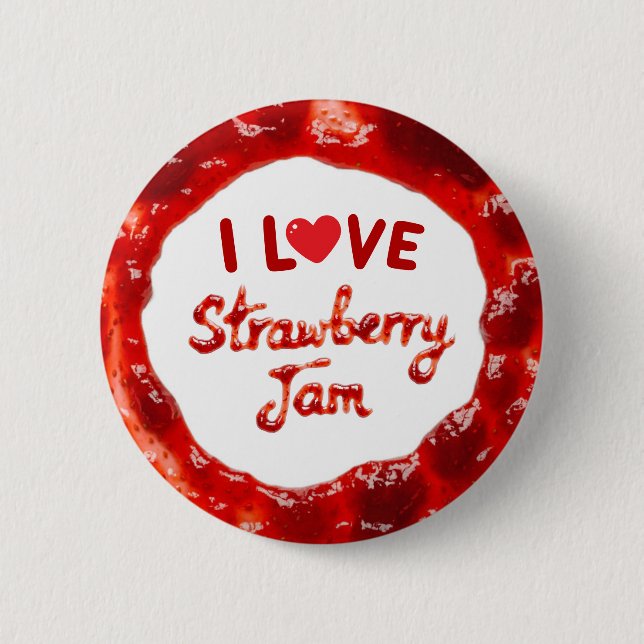 Badge Rond 5 Cm J'adore la confiture de fraise (Devant)