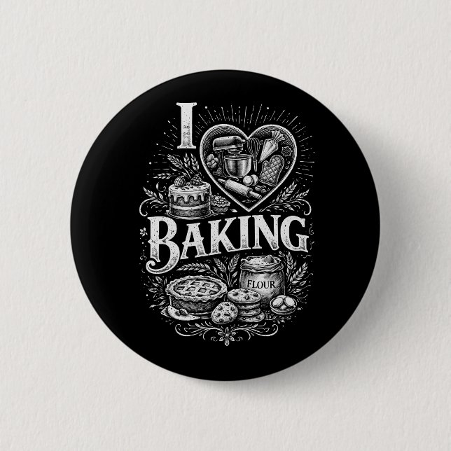 Badge Rond 5 Cm J'adore la pâtisserie (Devant)