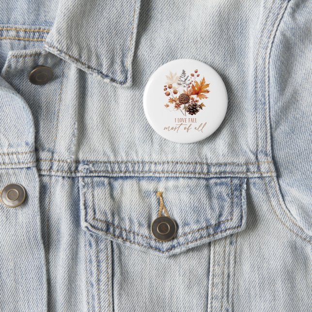 Badge Rond 5 Cm J'adore l'automne plus que tout (En situation)