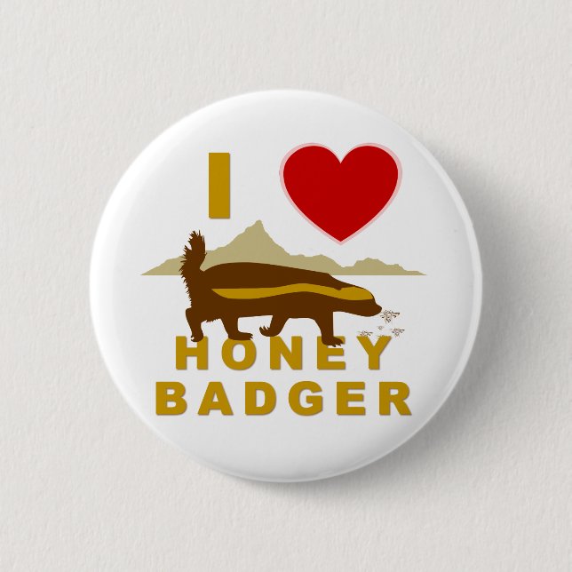 BADGE ROND 5 CM J'ADORE LE BADGER DE HONEY (Devant)