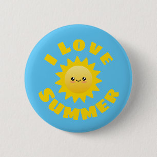 Badge Rond 5 Cm J'adore le bouton été