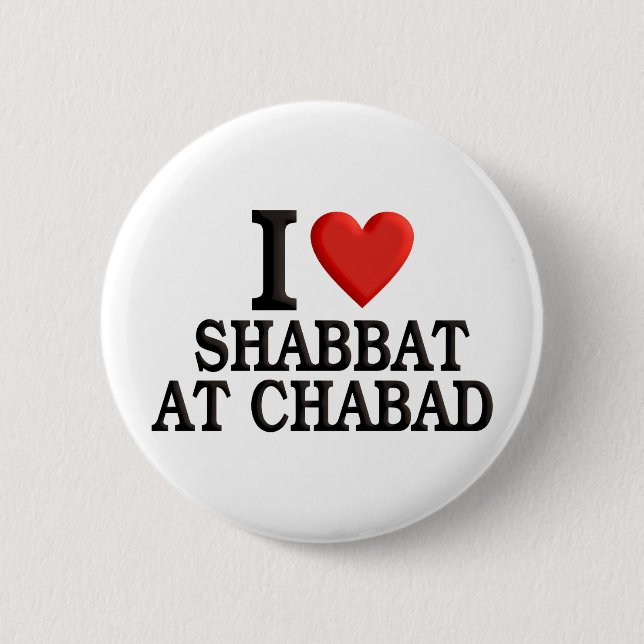 Badge Rond 5 Cm J'adore le Chabbat à Chabad (Devant)