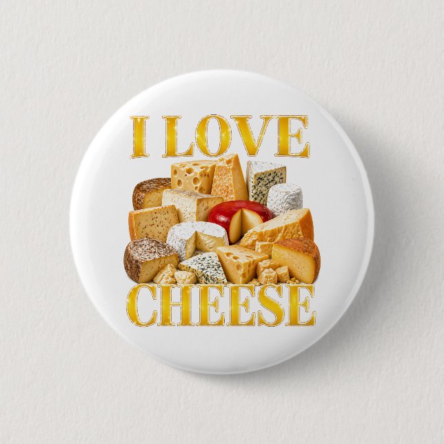 Badge Rond 5 Cm J'adore le fromage (Devant)