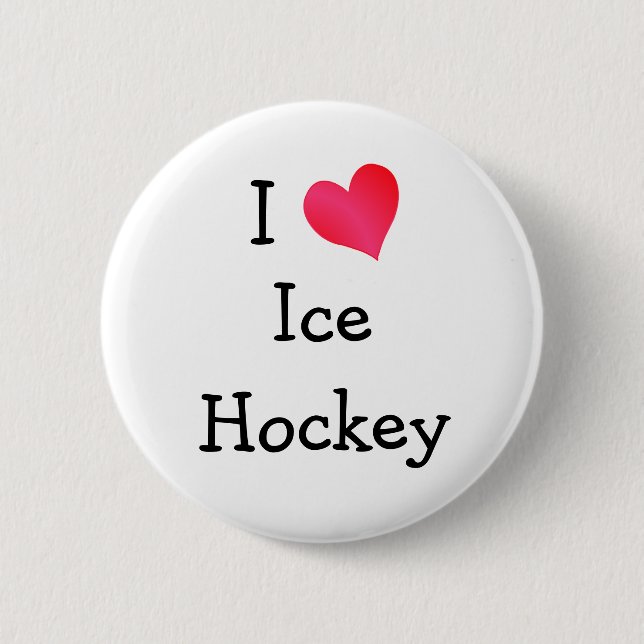 Badge Rond 5 Cm J'adore le hockey sur glace (Devant)