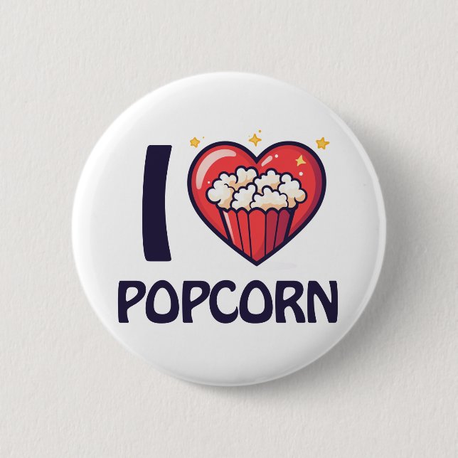 Badge Rond 5 Cm J'adore le pop-corn (Devant)