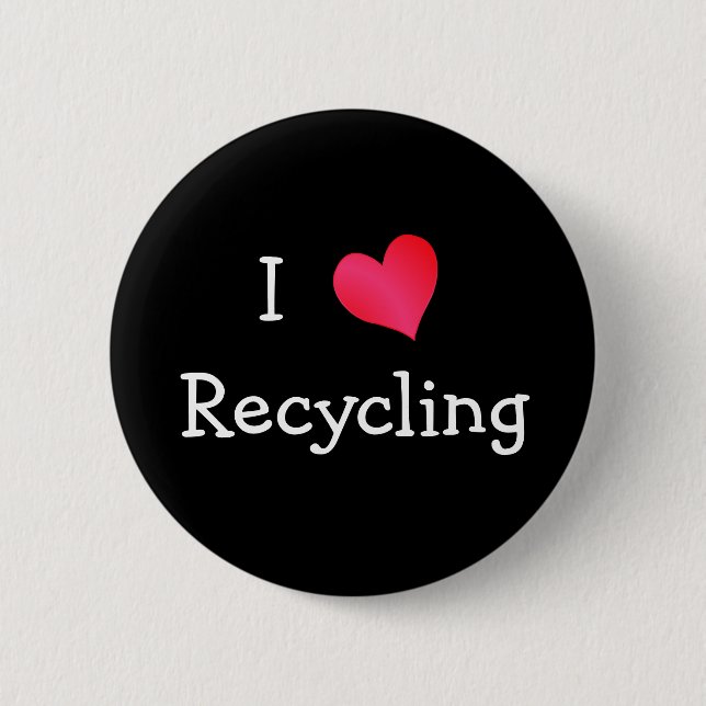 Badge Rond 5 Cm J'adore le recyclage (Devant)