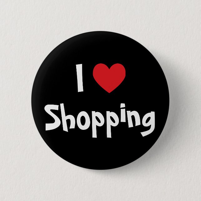 Badge Rond 5 Cm J'adore le shopping (Devant)