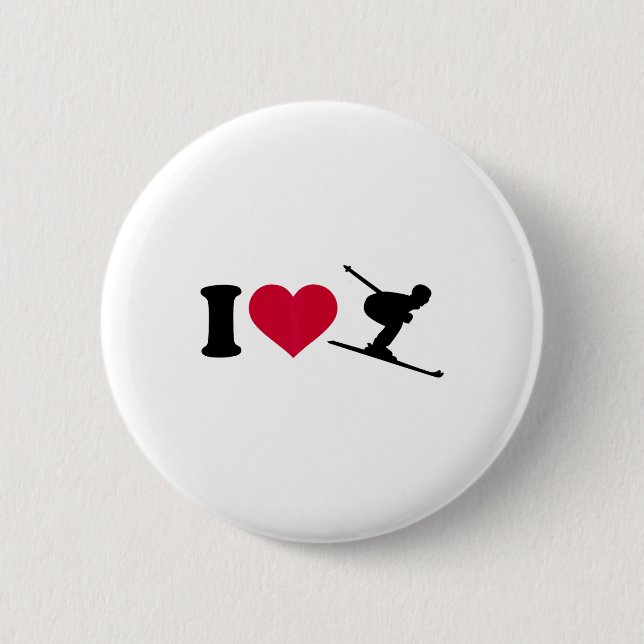 Badge Rond 5 Cm J'adore le ski _2  (Devant)