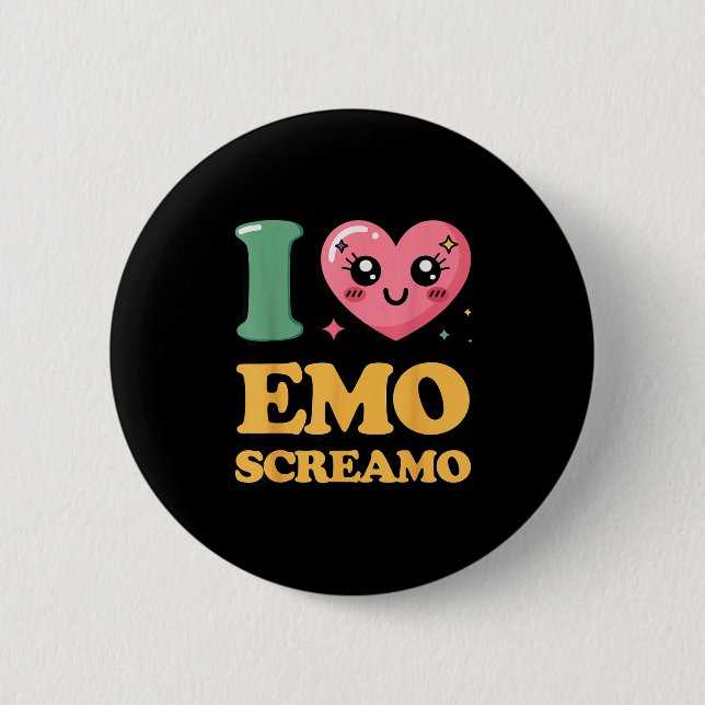 Badge Rond 5 Cm J'adore l'emo screamo  (Devant)