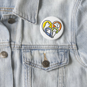 Badge Rond 5 Cm J'adore les animaux - Chat Chien Poisson Oiseau da