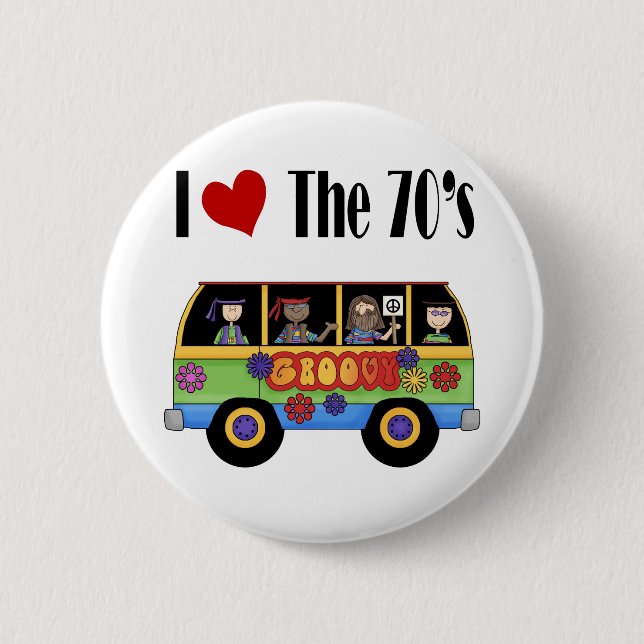Badge Rond 5 Cm J'adore les années 70 (Devant)