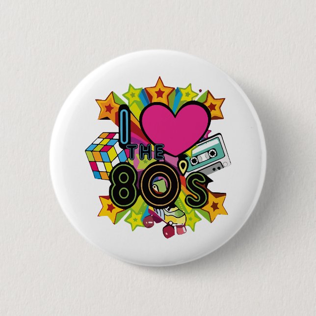 Badge Rond 5 Cm j'adore les années 80 (Devant)
