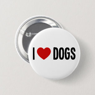 Badge Rond 5 Cm J'adore les chiens • J'aime les chiens Bouton rond
