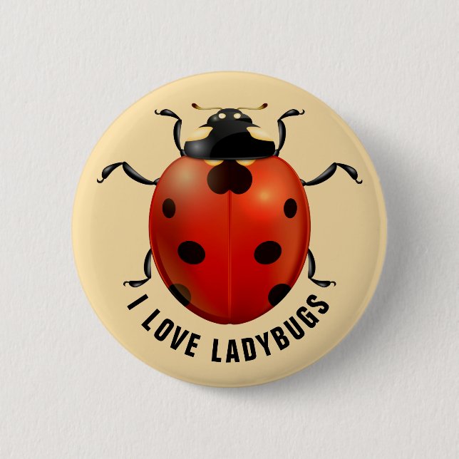 Badge Rond 5 Cm J'adore les coccinelles (Devant)