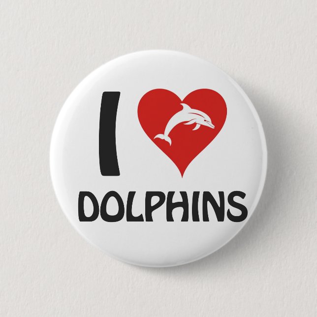 Badge Rond 5 Cm J'adore les dauphins (Devant)