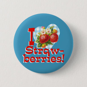 Badge Rond 5 Cm J'adore les fraises