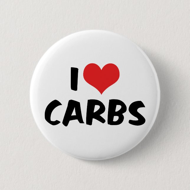 Badge Rond 5 Cm J'adore les glucides (Devant)