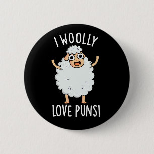 Badge Rond 5 Cm J'adore les jeux de mots moutons drôles Pun BG fon