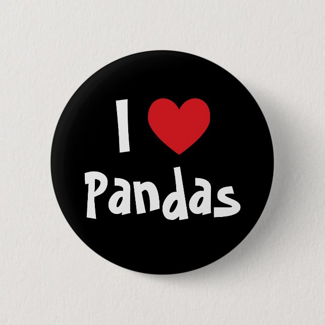 Badge Rond 5 Cm J'adore les pandas (Devant)