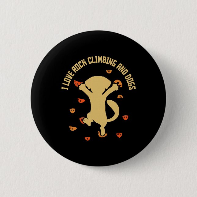 Badge Rond 5 Cm J'adore l'escalade et les chiens - Boulder Boulder (Devant)