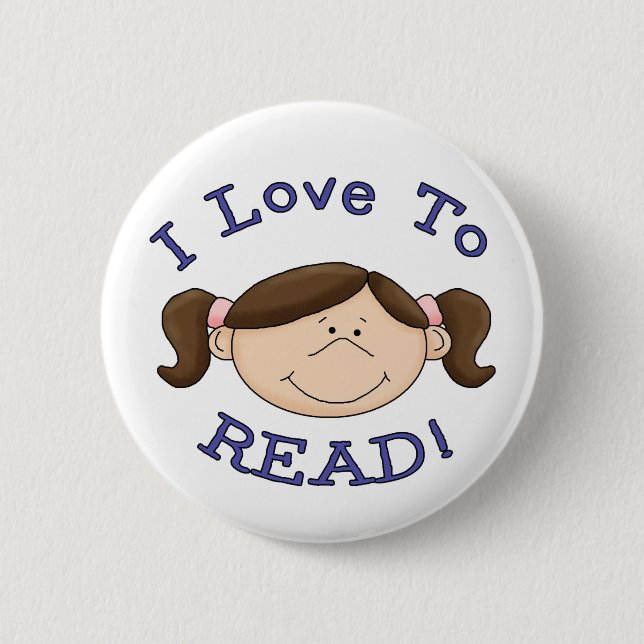 Badge Rond 5 Cm J'adore lire la fille (Devant)