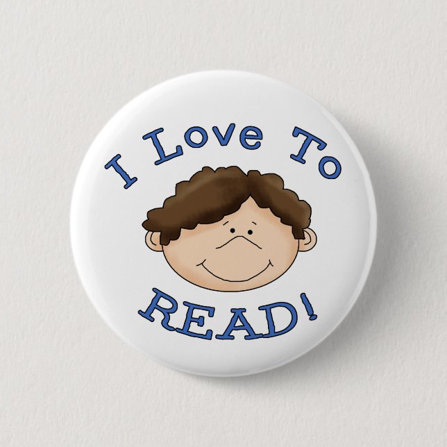Badge Rond 5 Cm J'adore lire le garçon (Devant)