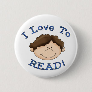 Badge Rond 5 Cm J'adore lire le garçon