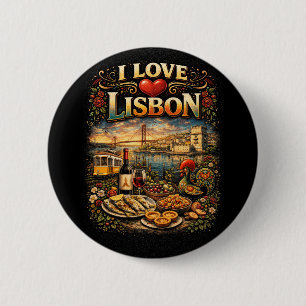 Badge Rond 5 Cm J'adore Lisbonne