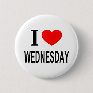 Badge Rond 5 Cm J'adore MERCREDI J'AIME MERCREDI JE ❤️ MERCREDI