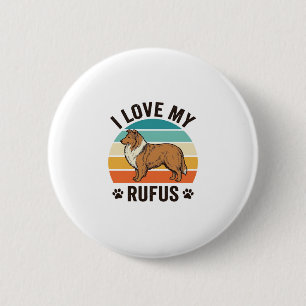 Badge Rond 5 Cm J'adore mon design de chien vintage Rufus_1
